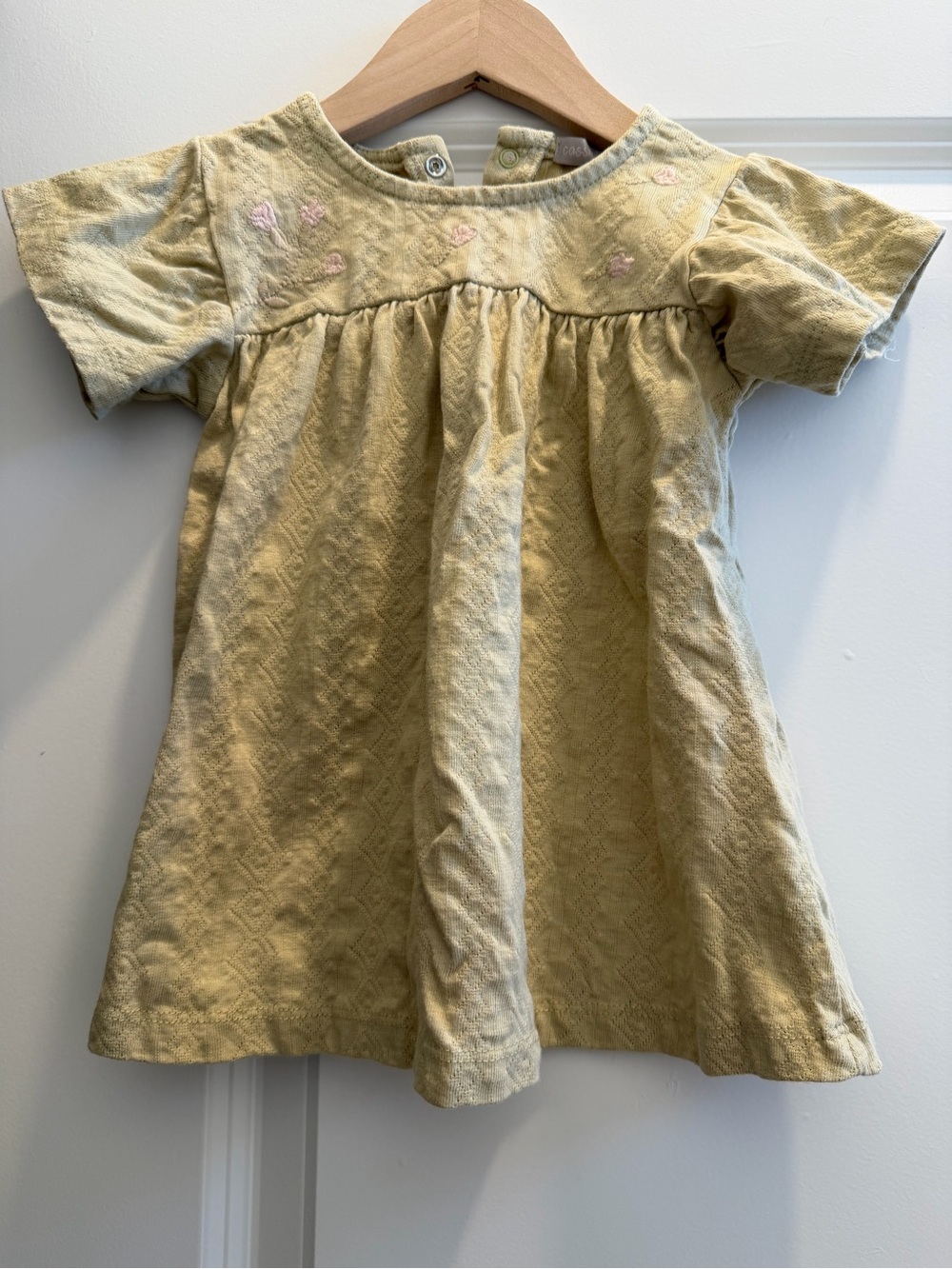 Baby/Toddler Yellow Embroidered Short-Sleeve Dress